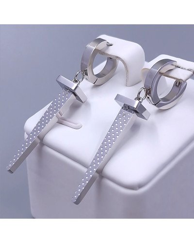 Сережки Stainless Steel. Сталь. Родій. Довжина: 48 мм. Ширина: 8 мм.