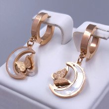 Сережки Stainless Steel. Сталь. Позолота ЧВ. Довжина: 32 мм. Ширина: 14 мм.