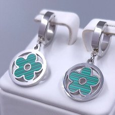 Сережки Stainless Steel. Сталь. Родій. Довжина: 32 мм. Ширина: 15 мм.