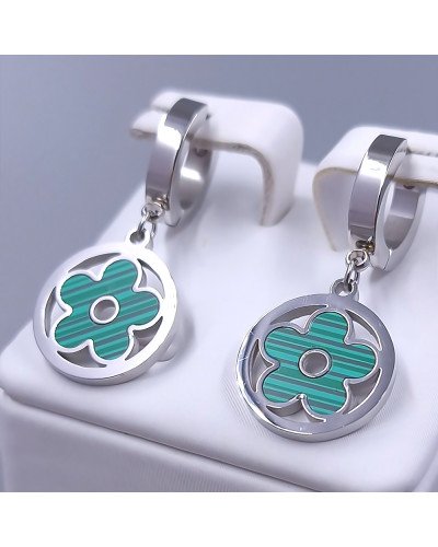 Сережки Stainless Steel. Сталь. Родій. Довжина: 32 мм. Ширина: 15 мм.