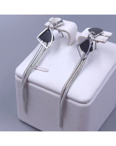 Сережки-гвоздики Stainless Steel. Сталь. Родій. Довжина: 60 мм. Ширина: 12 мм.