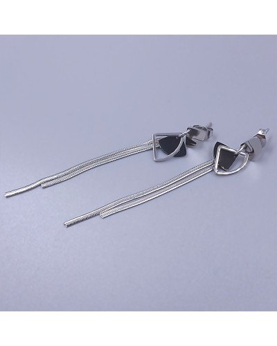 Сережки-гвоздики Stainless Steel. Сталь. Родій. Довжина: 60 мм. Ширина: 12 мм.