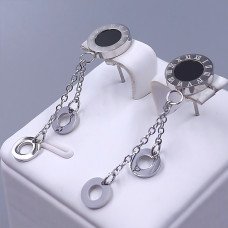 Сережки-гвоздики Stainless Steel. Сталь. Родій. Довжина: 39 мм. Ширина: 10 мм.