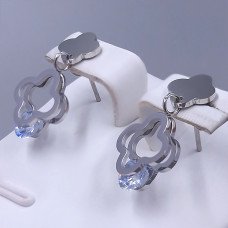 Сережки-гвоздики Stainless Steel. Сталь. Родій. Довжина: 23 мм. Ширина: 11 мм.