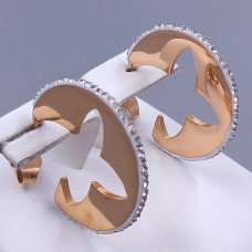 Сережки-гвоздики Stainless Steel. Сталь. Позолота ЧВ. Діаметр: 22 мм