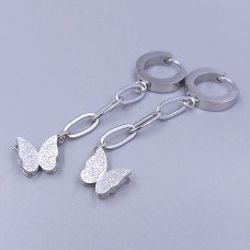Сережки Stainless Steel. Сталь. Родій. Довжина: 53 мм. Ширина: 11 мм.