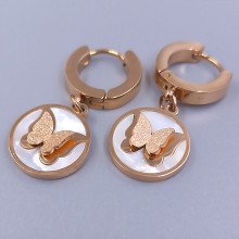 Сережки Stainless Steel. Сталь. Позолота ЧВ. Довжина: 30 мм. Ширина: 13 мм.