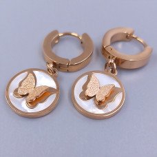 Сережки Stainless Steel. Сталь. Позолота ЧВ. Довжина: 30 мм. Ширина: 13 мм.