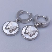 Сережки Stainless Steel. Сталь. Родій. Довжина: 30 мм. Ширина: 13 мм.