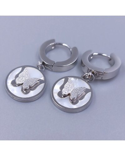 Сережки Stainless Steel. Сталь. Родій. Довжина: 30 мм. Ширина: 13 мм.