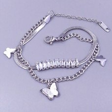 Браслет Stainless Steel. Сталь. Родій. Довжина: 17-21 см