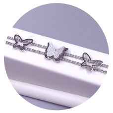 Браслет Stainless Steel. Сталь. Родій. Довжина: 17-21 см