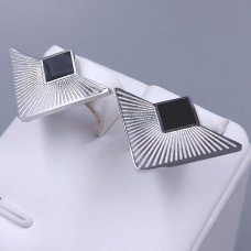 Сережки-гвоздики Stainless Steel. Сталь. Родій. Довжина: 17 мм. Ширина: 25 мм.