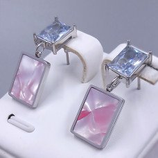 Сережки-гвоздики Stainless Steel. Сталь. Родій. Довжина: 27 мм. Ширина: 10 мм.