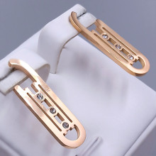 Сережки-гвоздики Stainless Steel. Сталь. Позолота ЧВ. Довжина: 28 мм. Ширина: 8 мм.
