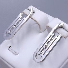 Сережки-гвоздики Stainless Steel. Сталь. Родій. Довжина: 28 мм. Ширина: 8 мм.
