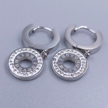 Сережки Stainless Steel. Сталь. Родій. Довжина: 28 мм. Ширина: 12 мм.