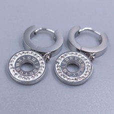 Сережки Stainless Steel. Сталь. Родій. Довжина: 28 мм. Ширина: 12 мм.