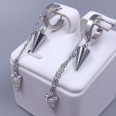 Сережки Stainless Steel. Сталь. Родій. Довжина: 57 мм. Ширина: 7 мм.