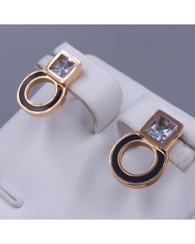 Сережки-гвоздики Stainless Steel. Сталь. Позолота ЧВ. Довжина: 14 мм. Ширина: 10 мм.