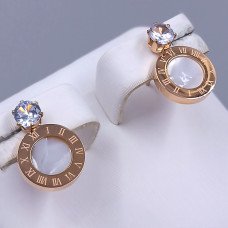 Сережки-гвоздики Stainless Steel. Сталь. Позолота ЧВ. Довжина: 14 мм. Ширина: 10 мм.