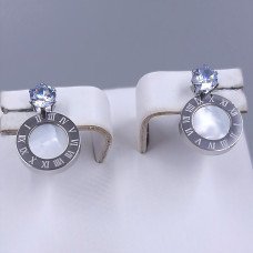 Сережки-гвоздики Stainless Steel. Сталь. Родій. Довжина: 14 мм. Ширина: 10 мм.
