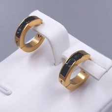 Сережки Stainless Steel. Сталь. Позолота ЧВ. Діаметр: 14 мм. Ширина: 3 мм.
