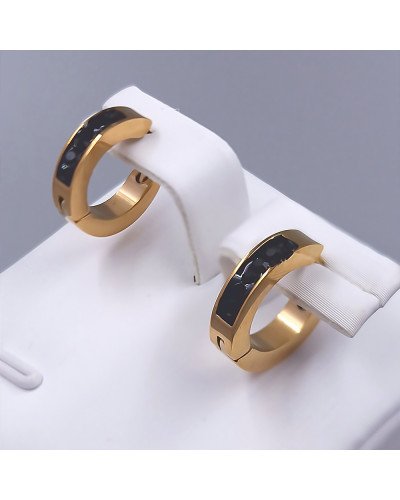 Сережки Stainless Steel. Сталь. Позолота ЧВ. Діаметр: 14 мм. Ширина: 3 мм.