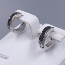 Сережки Stainless Steel. Сталь. Родій. Діаметр: 14 мм. Ширина: 3 мм.
