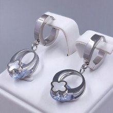 Сережки Stainless Steel. Сталь. Родій. Довжина: 30 мм. Ширина: 12 мм.