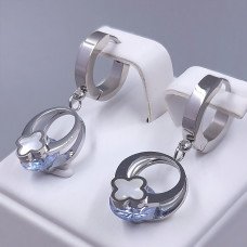 Сережки Stainless Steel. Сталь. Родій. Довжина: 30 мм. Ширина: 12 мм.