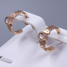 Сережки-гвоздики Stainless Steel. Сталь. Позолота ЧВ. Діаметр: 14 мм. Ширина: 5 мм.