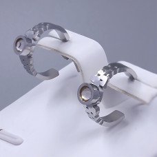 Сережки-гвоздики Stainless Steel. Сталь. Родій. Діаметр: 14 мм. Ширина: 5 мм.