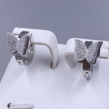 Сережки Stainless Steel. Сталь. Родій. Діаметр: 13 мм. Ширина: 10 мм.