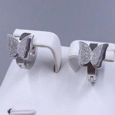 Сережки Stainless Steel. Сталь. Родій. Діаметр: 13 мм. Ширина: 10 мм.