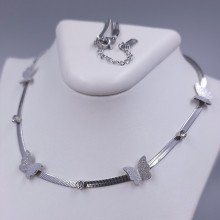Ланцюжок Stainless Steel з кулонами. Сталь. Родій. Довжина ланцюжка: 40.5-45.5 см
