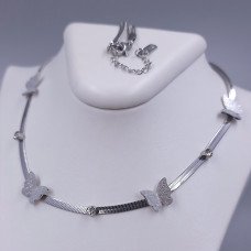Ланцюжок Stainless Steel з кулонами. Сталь. Родій. Довжина ланцюжка: 40.5-45.5 см