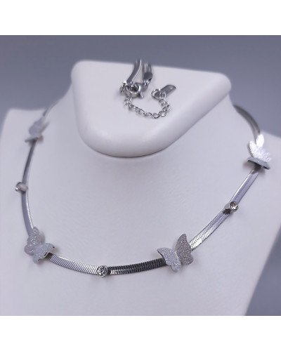 Ланцюжок Stainless Steel з кулонами. Сталь. Родій. Довжина ланцюжка: 40.5-45.5 см