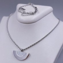 Ланцюжок Stainless Steel з кулоном. Сталь. Родій. Довжина ланцюжка: 41.5-46.5 см