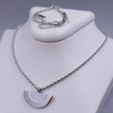 Ланцюжок Stainless Steel з кулоном. Сталь. Родій. Довжина ланцюжка: 41.5-46.5 см