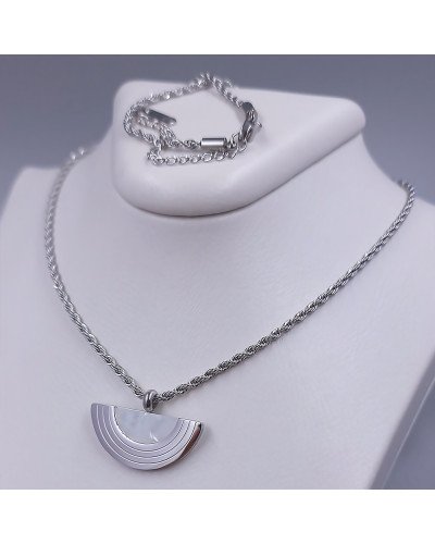 Ланцюжок Stainless Steel з кулоном. Сталь. Родій. Довжина ланцюжка: 41.5-46.5 см