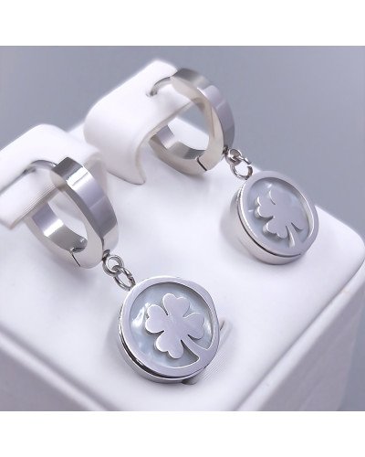 Сережки Stainless Steel. Сталь. Родій. Довжина: 28 мм. Ширина: 12 мм.
