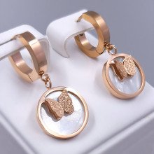 Сережки Stainless Steel. Сталь. Позолота ЧВ. Довжина: 30 мм. Ширина: 14 мм.