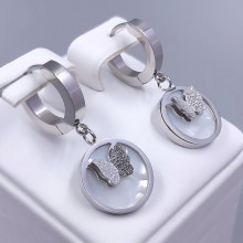 Сережки Stainless Steel. Сталь. Родій. Довжина: 30 мм. Ширина: 14 мм.
