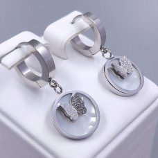 Сережки Stainless Steel. Сталь. Родій. Довжина: 30 мм. Ширина: 14 мм.