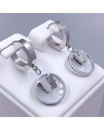 Сережки Stainless Steel. Сталь. Родій. Довжина: 30 мм. Ширина: 14 мм.