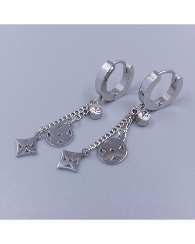 Сережки Stainless Steel. Сталь. Родій. Довжина: 45 мм. Ширина: 8 мм.