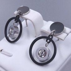 Сережки-гвоздики Stainless Steel. Сталь. Родій. Довжина: 27 мм. Ширина: 16 мм.