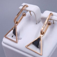 Сережки-гвоздики Stainless Steel. Сталь. Позолота ЧВ. Довжина: 35 мм. Ширина: 15 мм.
