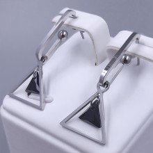 Сережки-гвоздики Stainless Steel. Сталь. Родій. Довжина: 35 мм. Ширина: 15 мм.